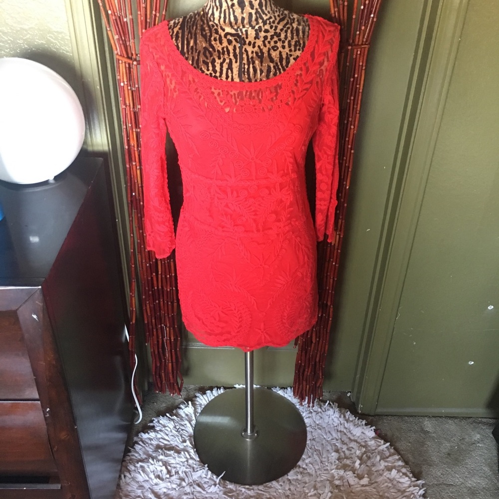 Express Red Lacey Dress